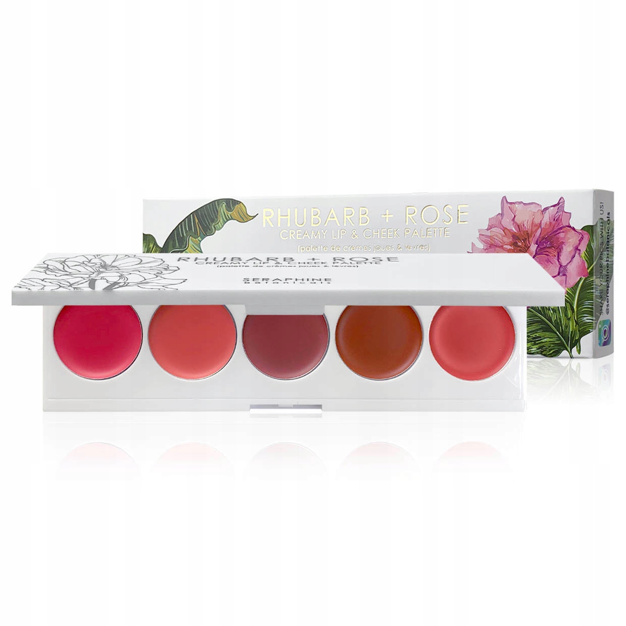 Seraphine Botanicals Rhubarb Rose Creamy Lip & Cheek Paleta rtěnek a růží