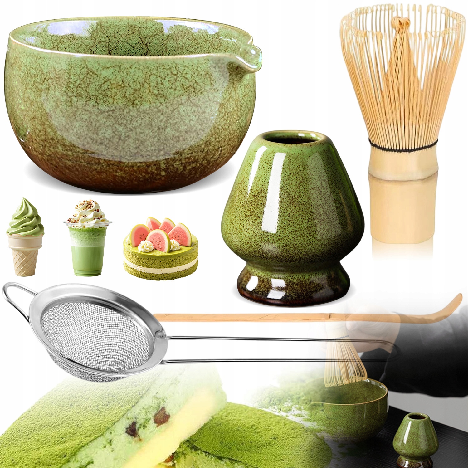 Levně dárková sada šálek , metla, stojánek, lžička, 5 kusů