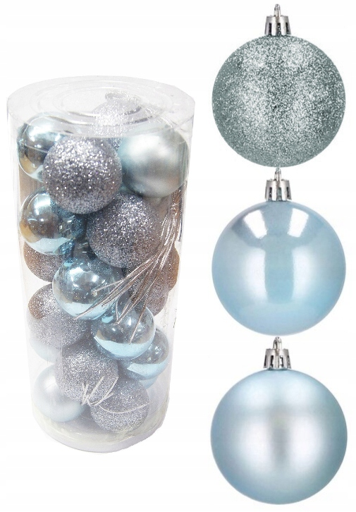 

Bombki plastikowe jasny niebieski 4 cm 24 szt