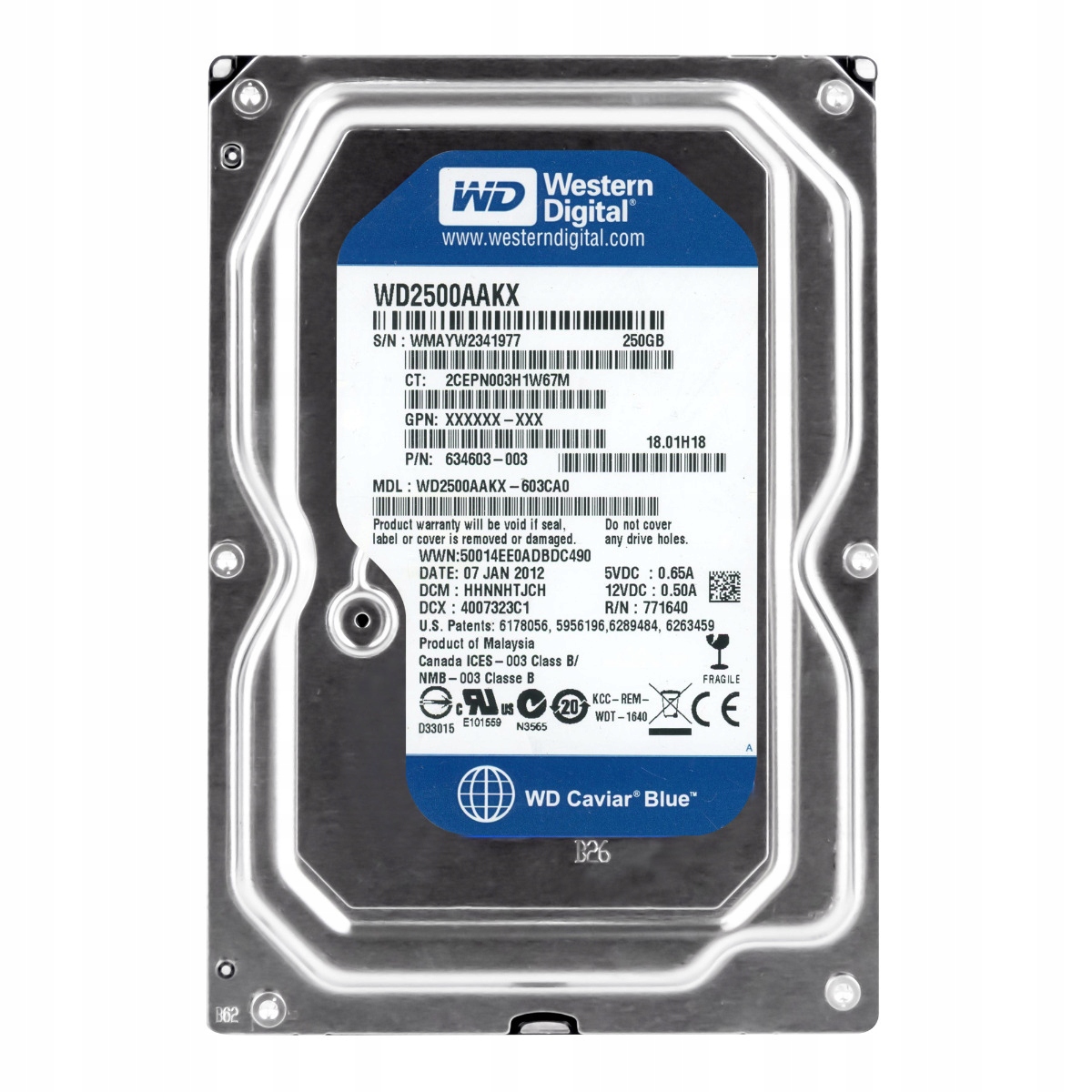 Hp 634603-003 250GB 7.2K 16MB Sata III 3.5'' WD2500AAKX