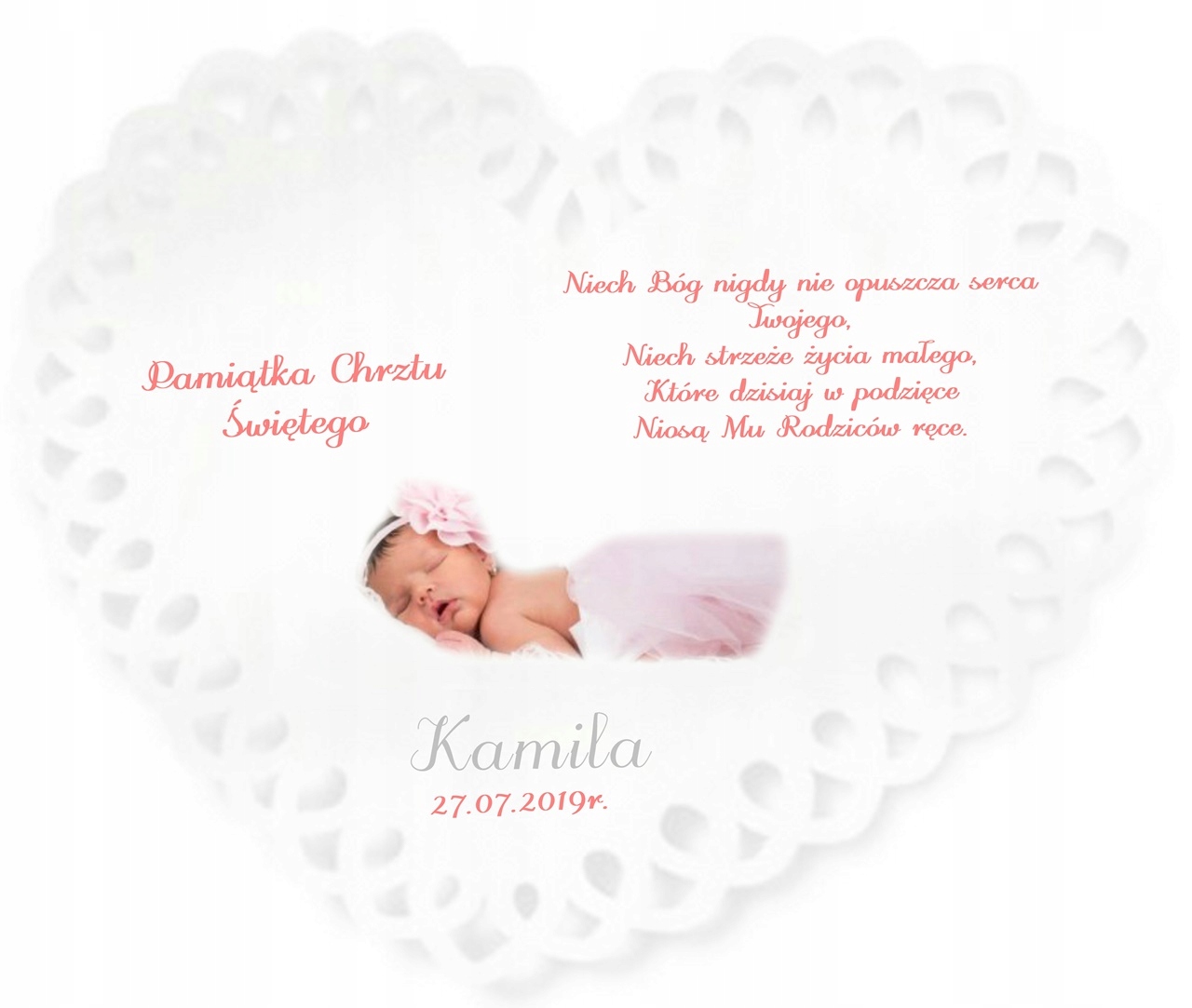 

Szatka Do Chrztu Na Chrzest Imię Data Serduszko