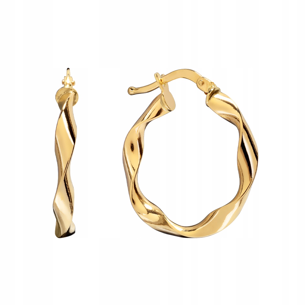 Kolczyki Złote Koła Kółka Falowane Skręcone Wave 2,1 cm Złoto 585 Sadva