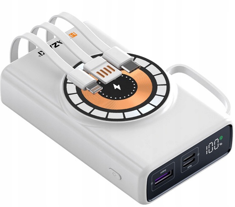 Magnetická Powerbanka MagSafe 20000 mAh Hazaki 22,5 W Rychlé Zabudované Kabely