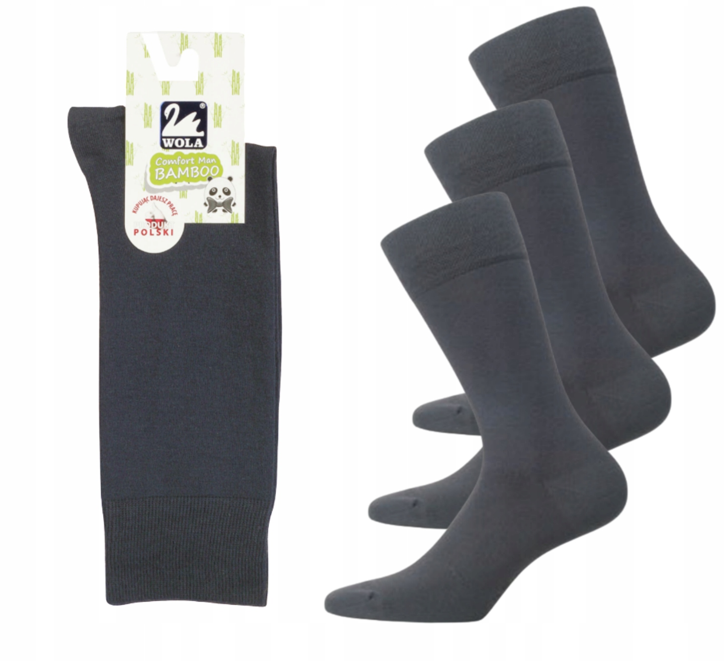 Skarpety męskie BAMBUS WOLA 45/47 grafitowe 3 szt