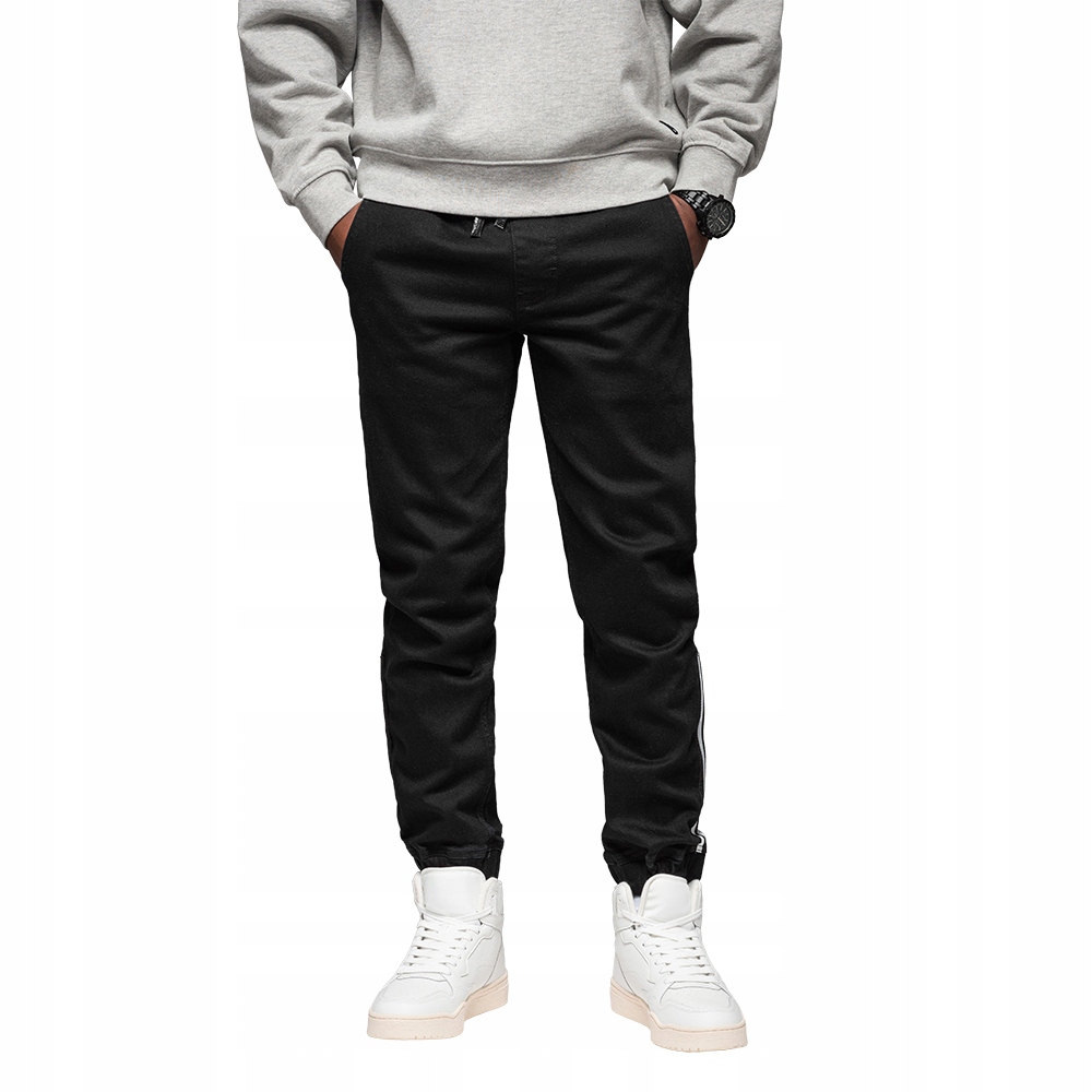 Pánské džínové joggery s lampasy, černé, moderní Ombre OM-PADJ-0156 V2 XL