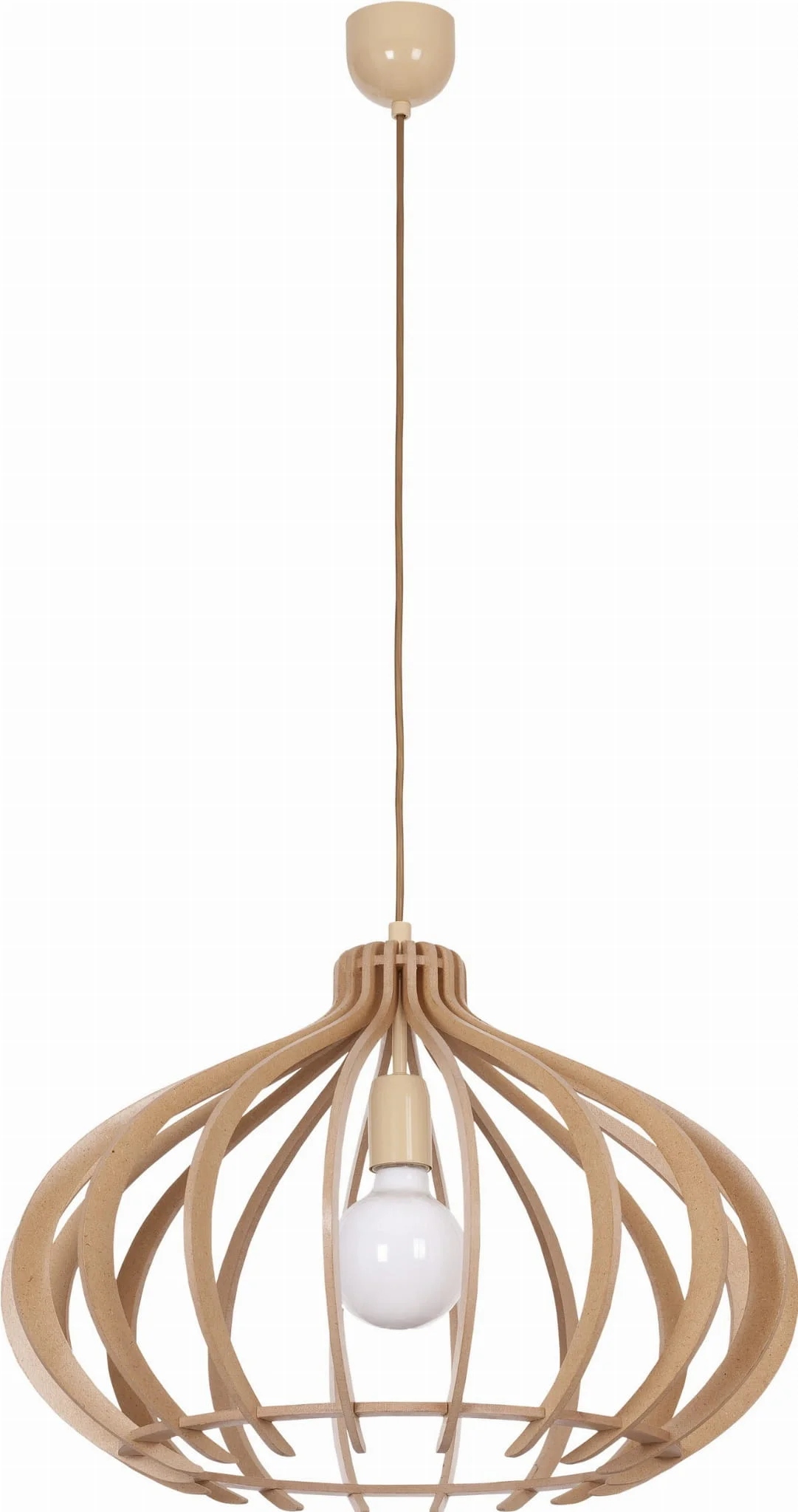 Závěsná lampa dřevěná hnědá přírodní nad stůl ostrov Ika Nowodvorski