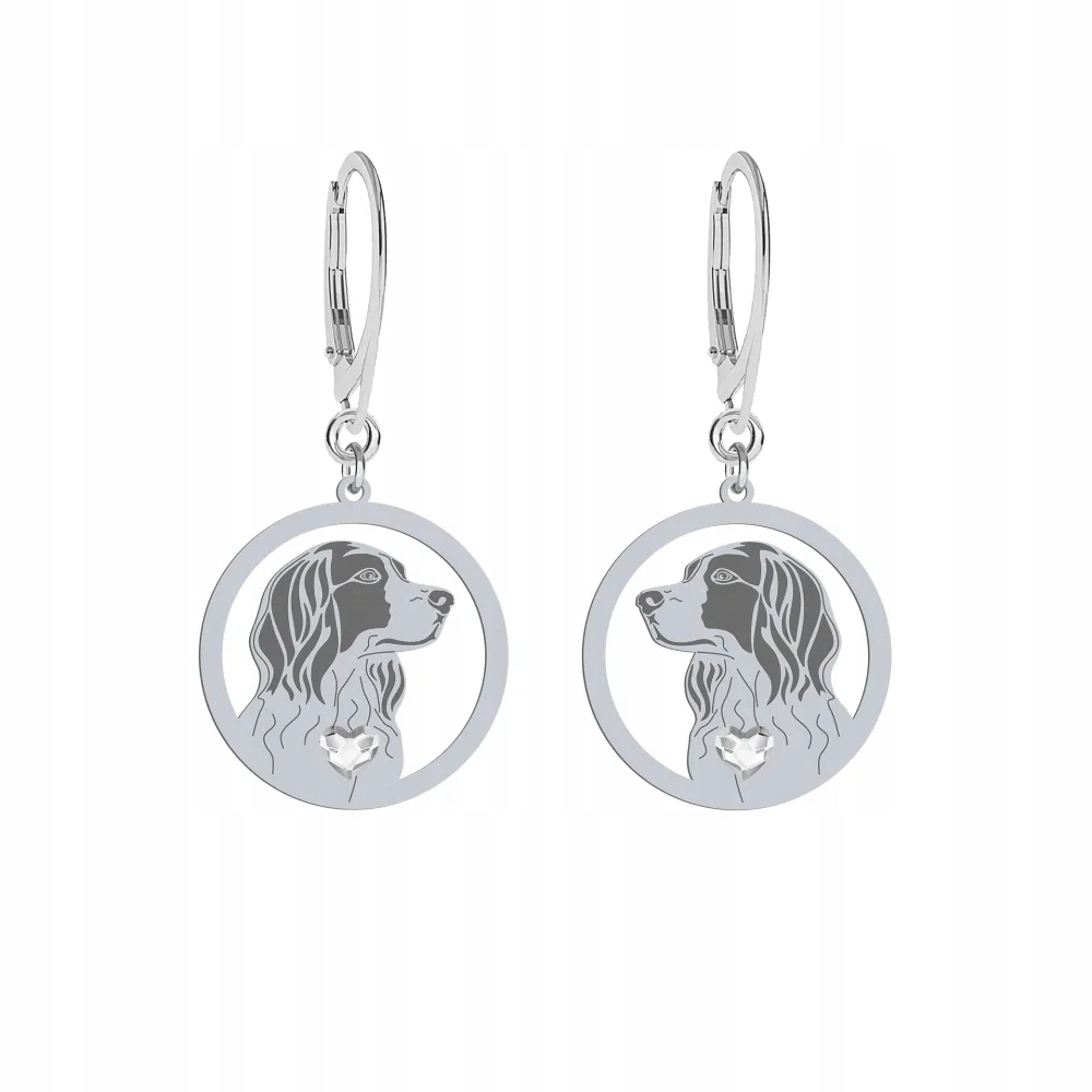 Stříbrné Náušnice se psem Irský set Červeno-bílý 925 Šperky Gravírování