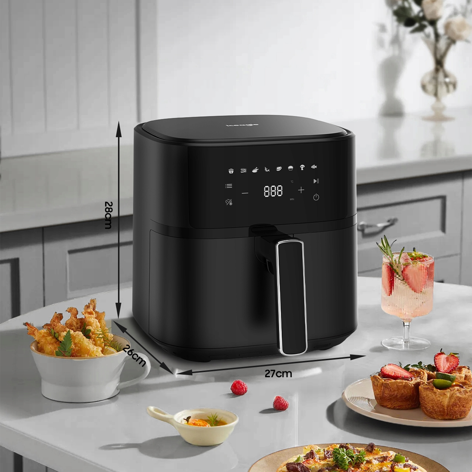 6,5 l Airfryer XXL 1700 W 8 gaminimo programos Dominuojanti spalva: juoda