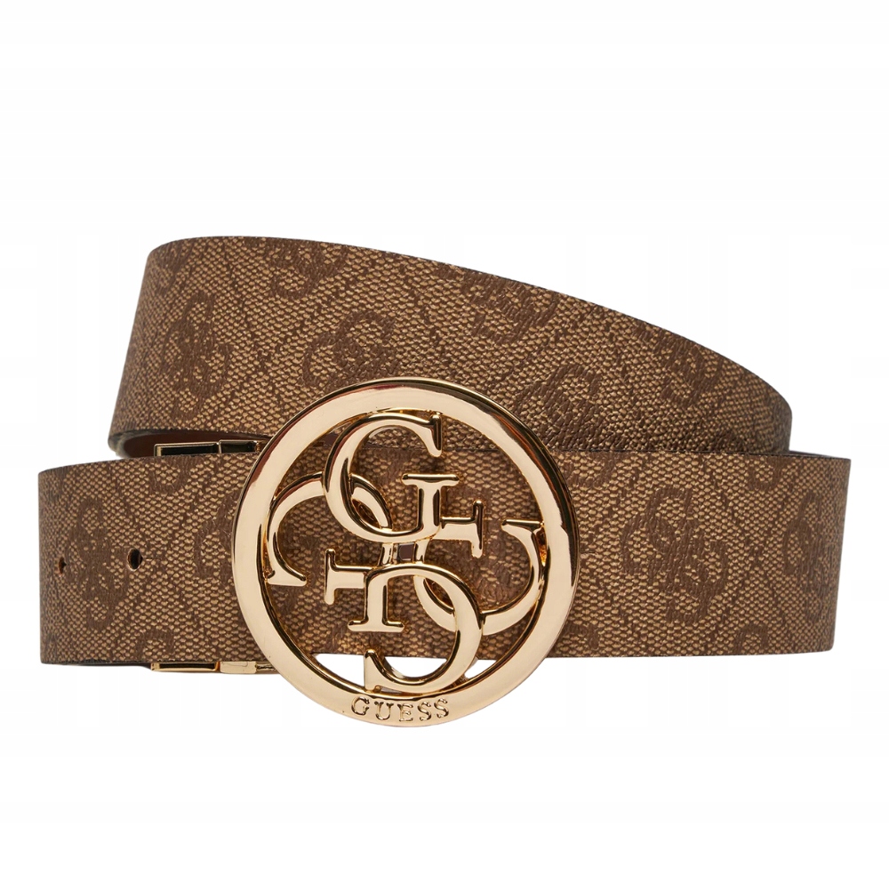 Guess Hnědý oboustranný dámský pásek s monogramem Noelle Rev H35 M