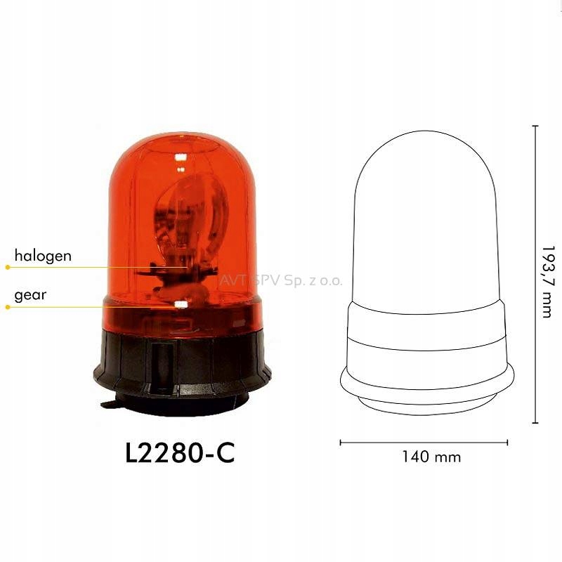 Lampa błyskowa H1 na magnes ślimak L2280-C 12V/24V Numer katalogowy części L2280-C