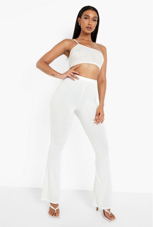 -70% M0 BOOHOO prążkowane spodnie jersey 36 S