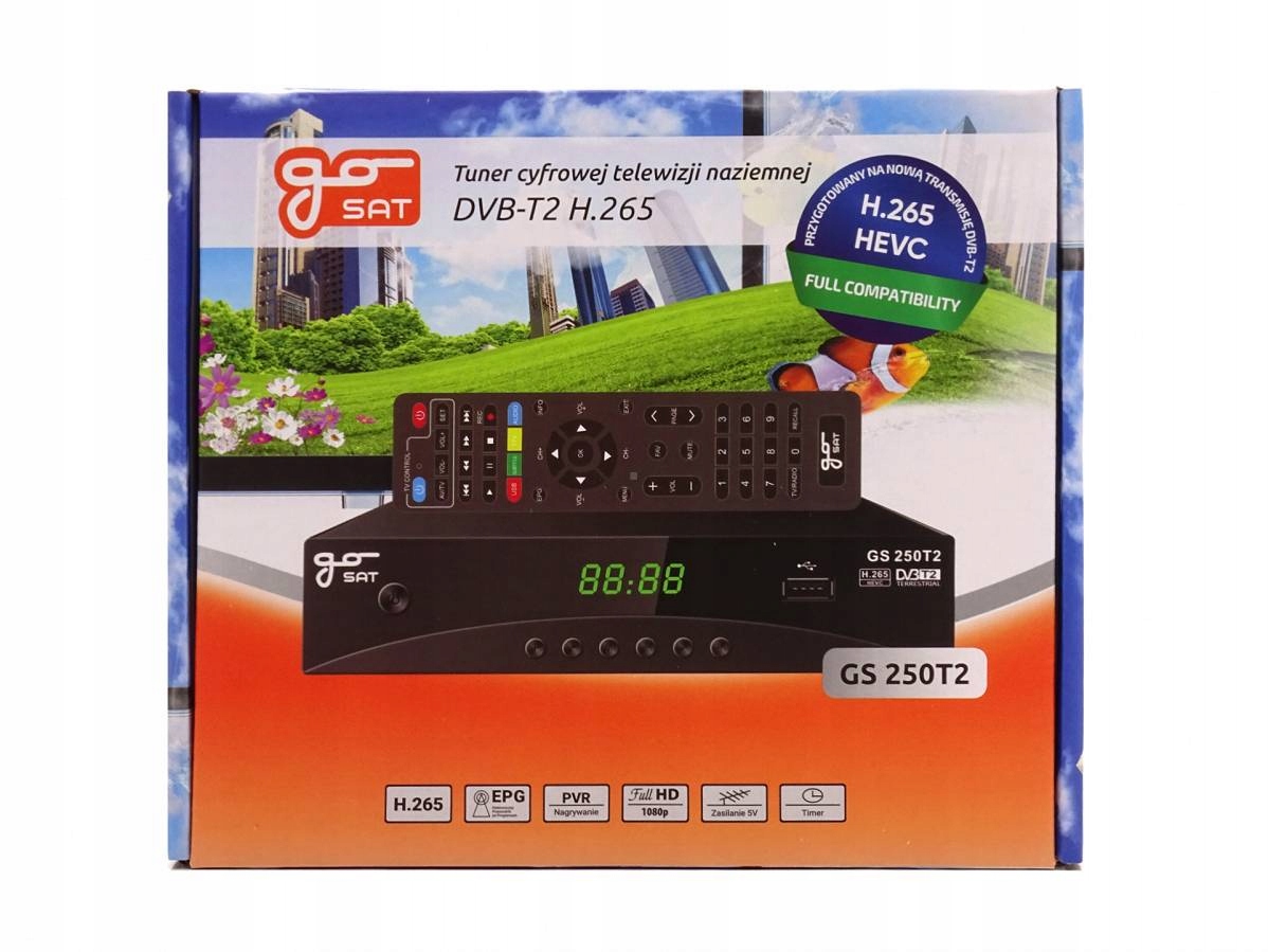 TUNER DEKODER TV NAZIEMNEJ DVB-T GOSAT H.265 WiFi Kod producenta GS250T2220119789