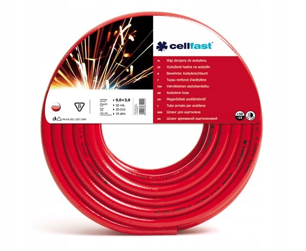 Hadice pro acetylen 9x3 mm 50 m Cellfast