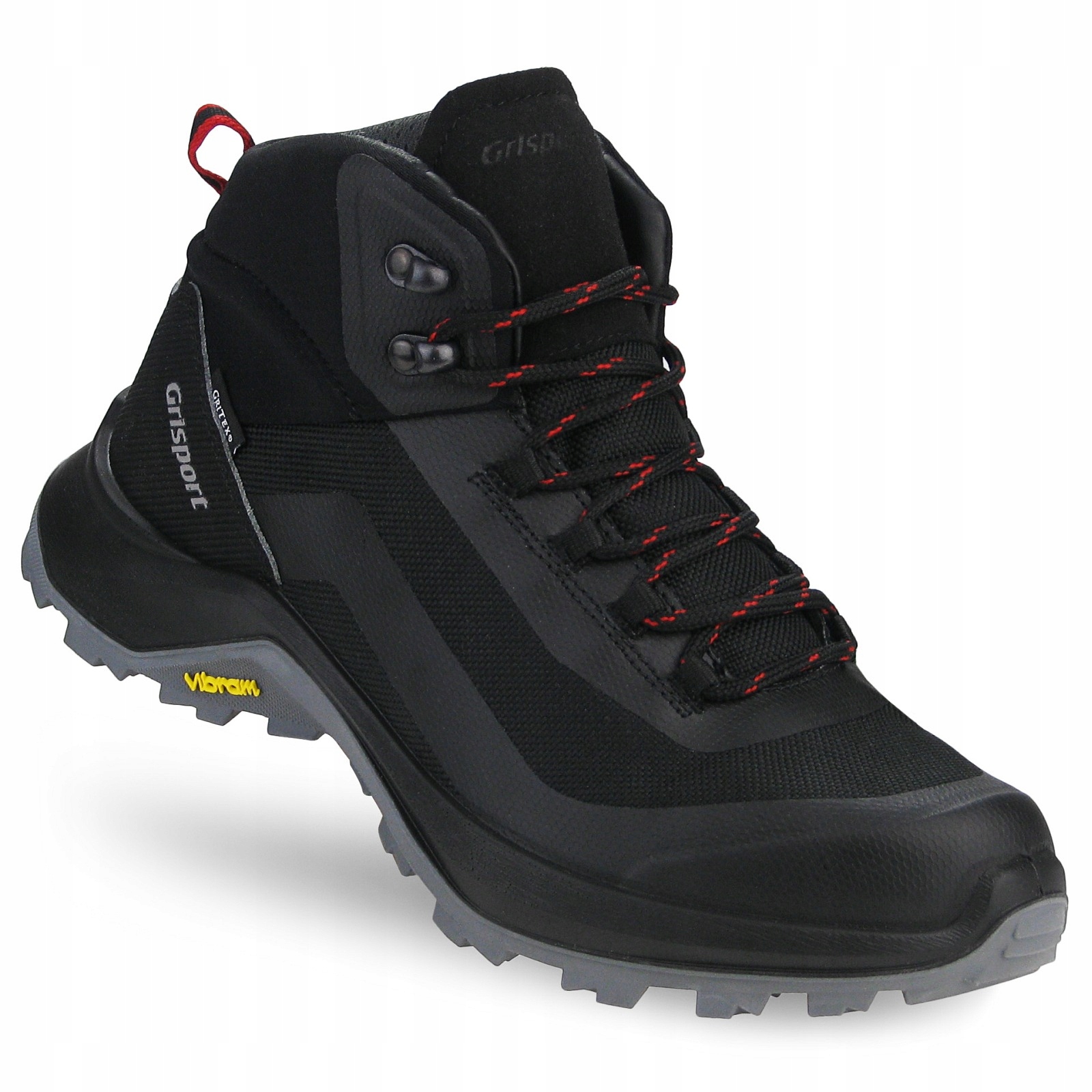 Obuwie trekkingowe wykonane z Cordury, nad kostkę, z membraną Gritex, na podeszwie Vibram, kolor czarny, rozmiar 41