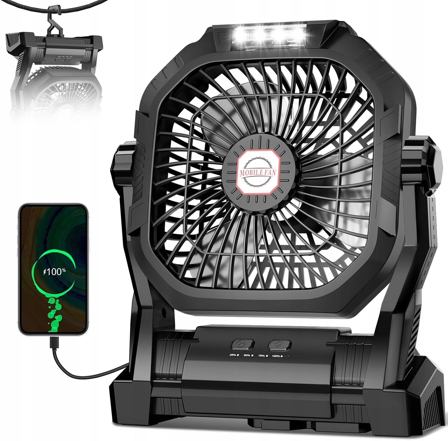 Wentylator kempingowy z możliwością ładowania 3W1 20000mAh Z Led 4 biegi