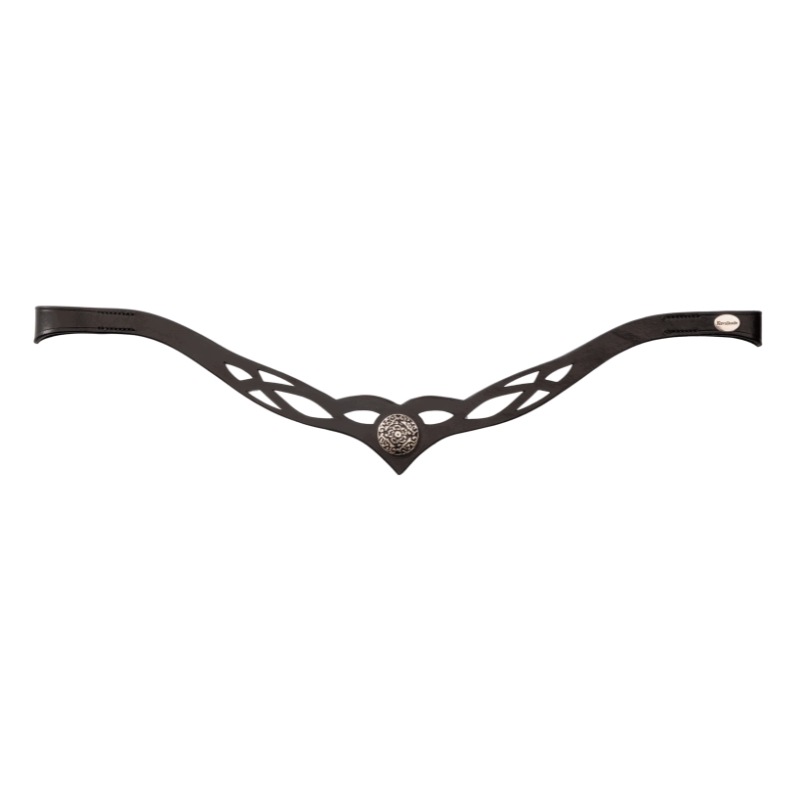 Čelenka pro koně Kavalkade Celtic kožený 41 cm padající černý Cob