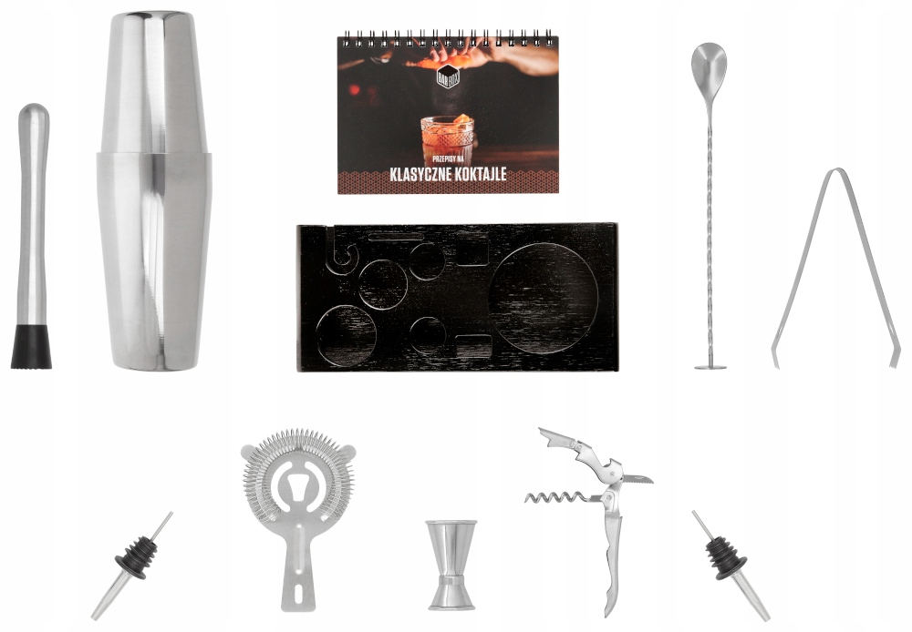 ZESTAW BARMAŃSKI DO DRINKÓW STOJAK 11 el Z KSIĄŻKĄ Kod producenta z09