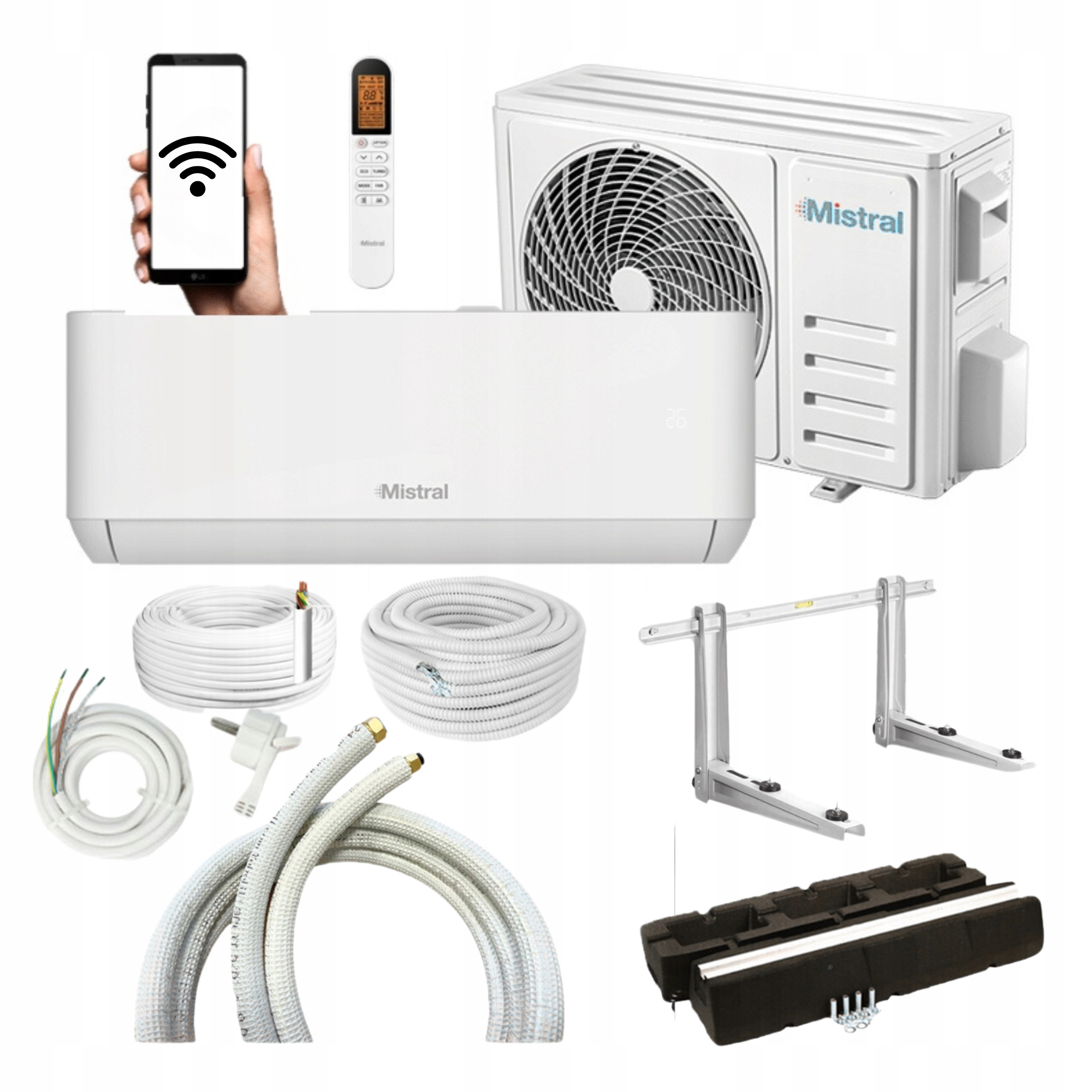 Klimatizační jednotka Mistral 3,5 kW WiFi 40 m2 ohřívač Sada Připravená K Montáži