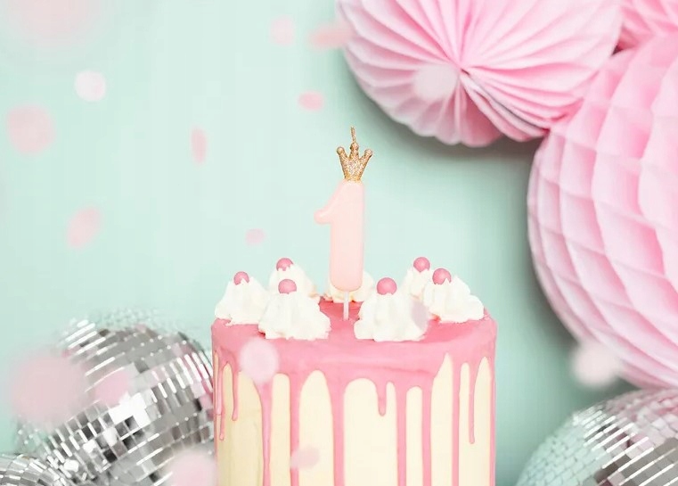 Świeczka urodzinowa Cyferka 1 jasnoróżowa 9,5cm Marka Party deco