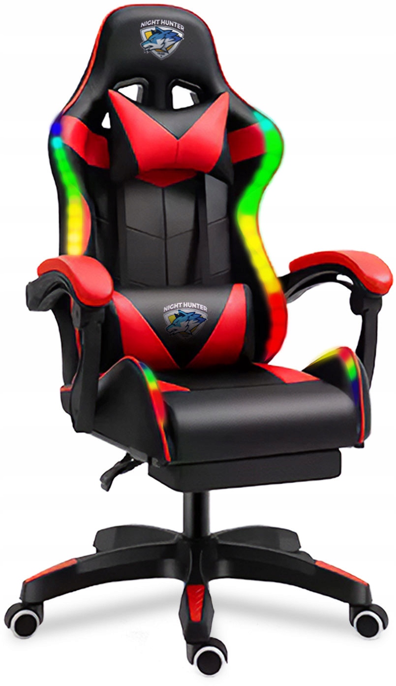 LED-es hátmasszírozó szék GAMER FORGATHATÓ JÁTÉKOS +LÁBTARTÓ! Ülés maximális magassága 52 cm