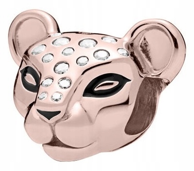 Charms Pozlacený panter Zvíře Afrika Zirkony Křišťály Puma Stříbro 925