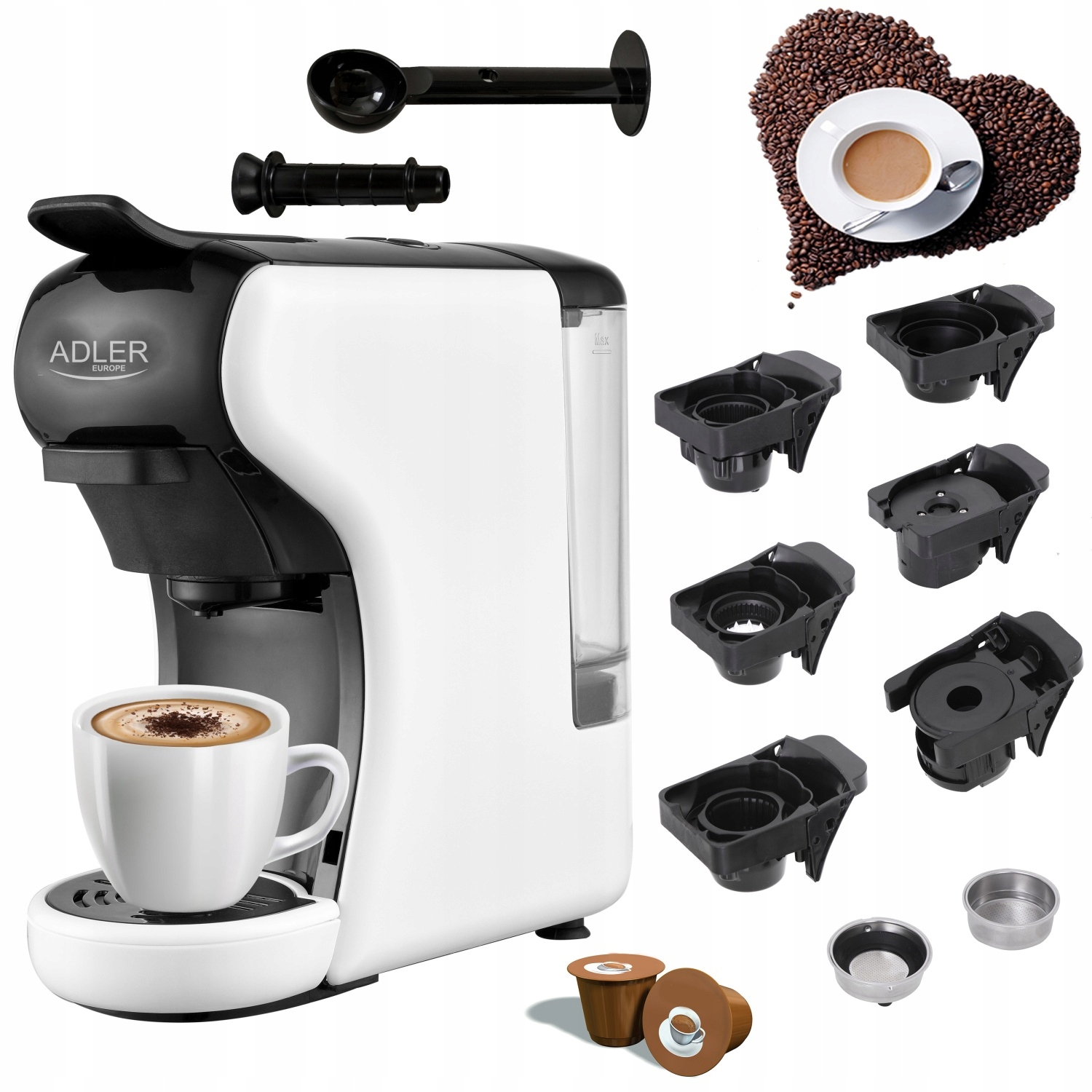 Kávovar Na Espresso Kapsulový 19 bar 9v1 Nespresso Dolce Gusto Adaptéry