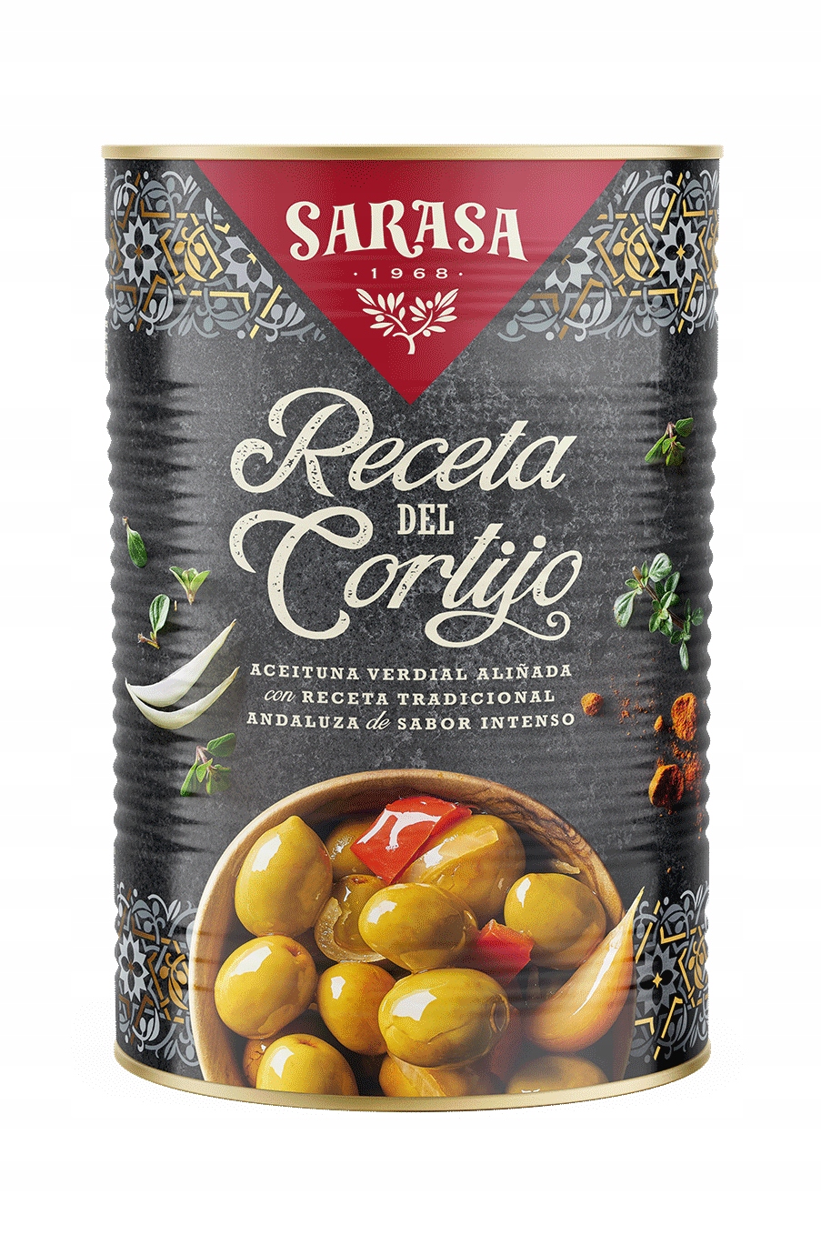 Sarasa Cortijo Zelené olivy s peckou 4200 g, lehká pikantnost