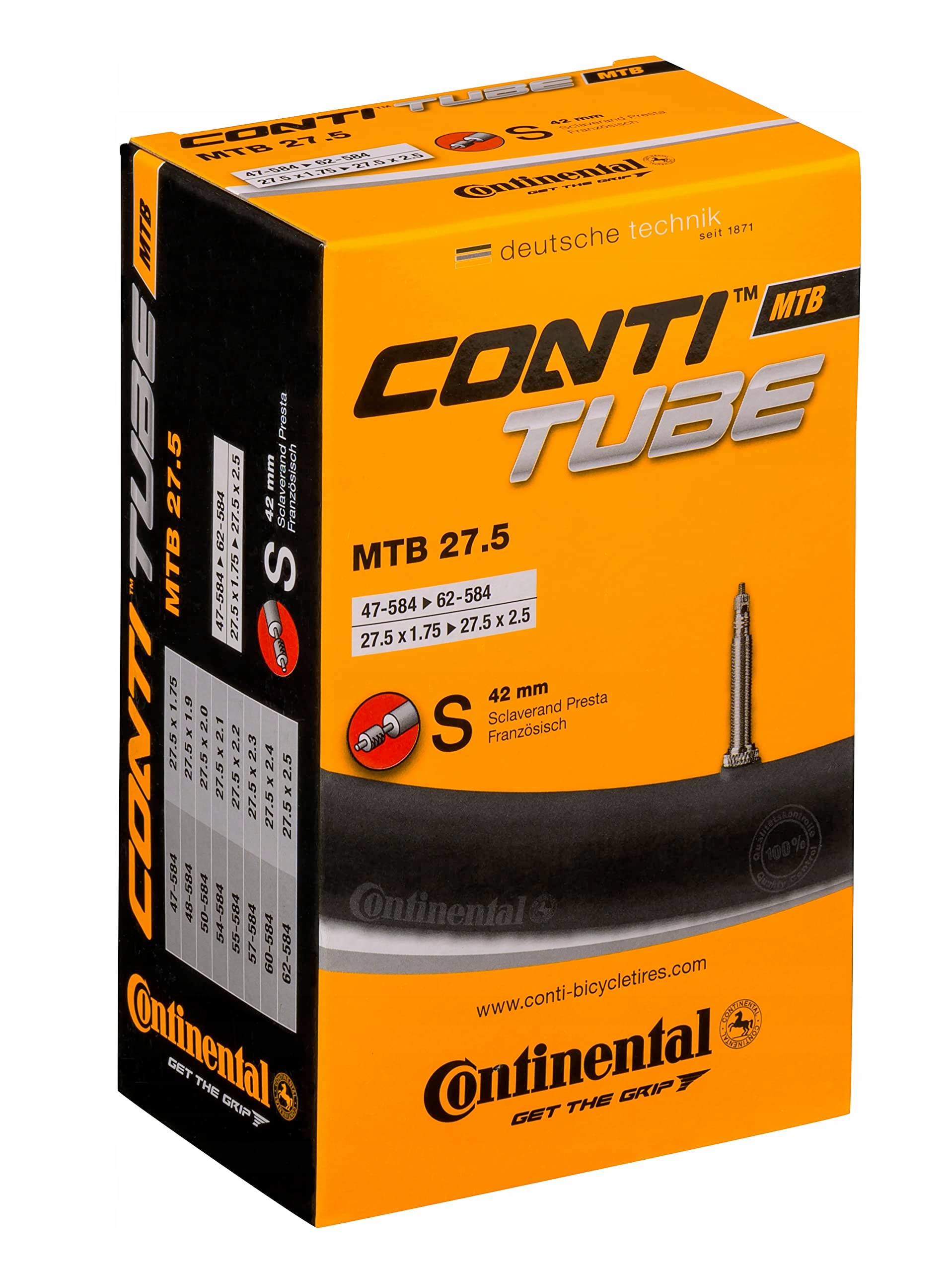 Dętka rowerowa Continental Tubo Presta 27.5x1.75-2.5 czarna 42 mm Mtb
