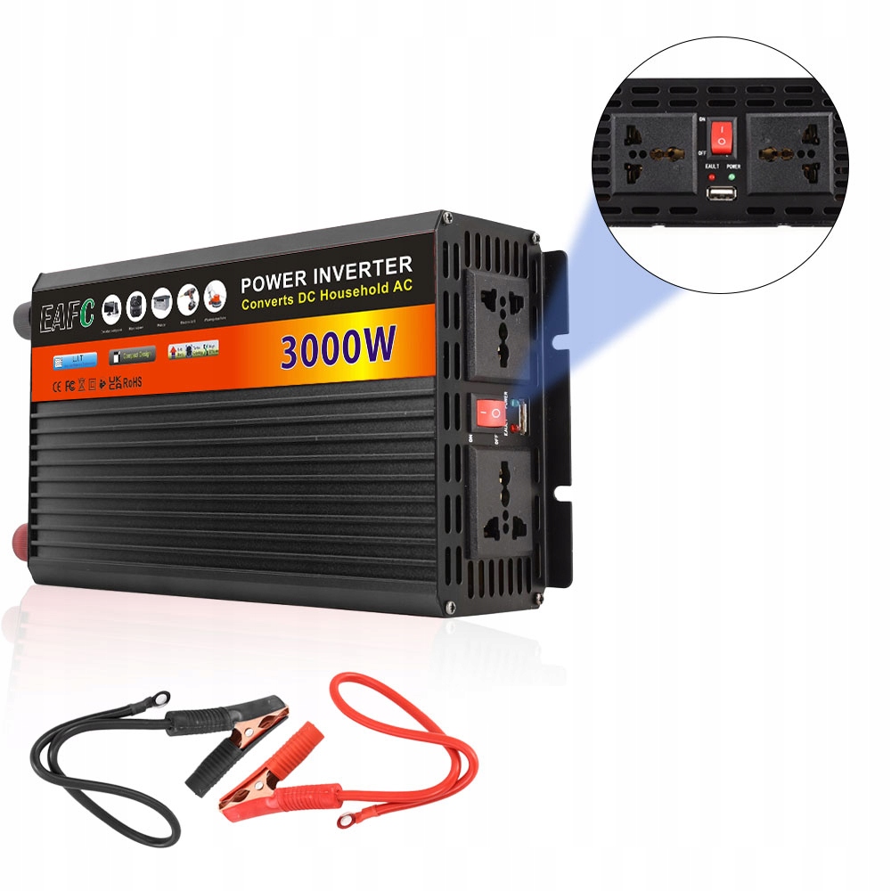 Menič Napätia 12V 230V 1500W/3000W Modifikovaná Sínusovka Usb