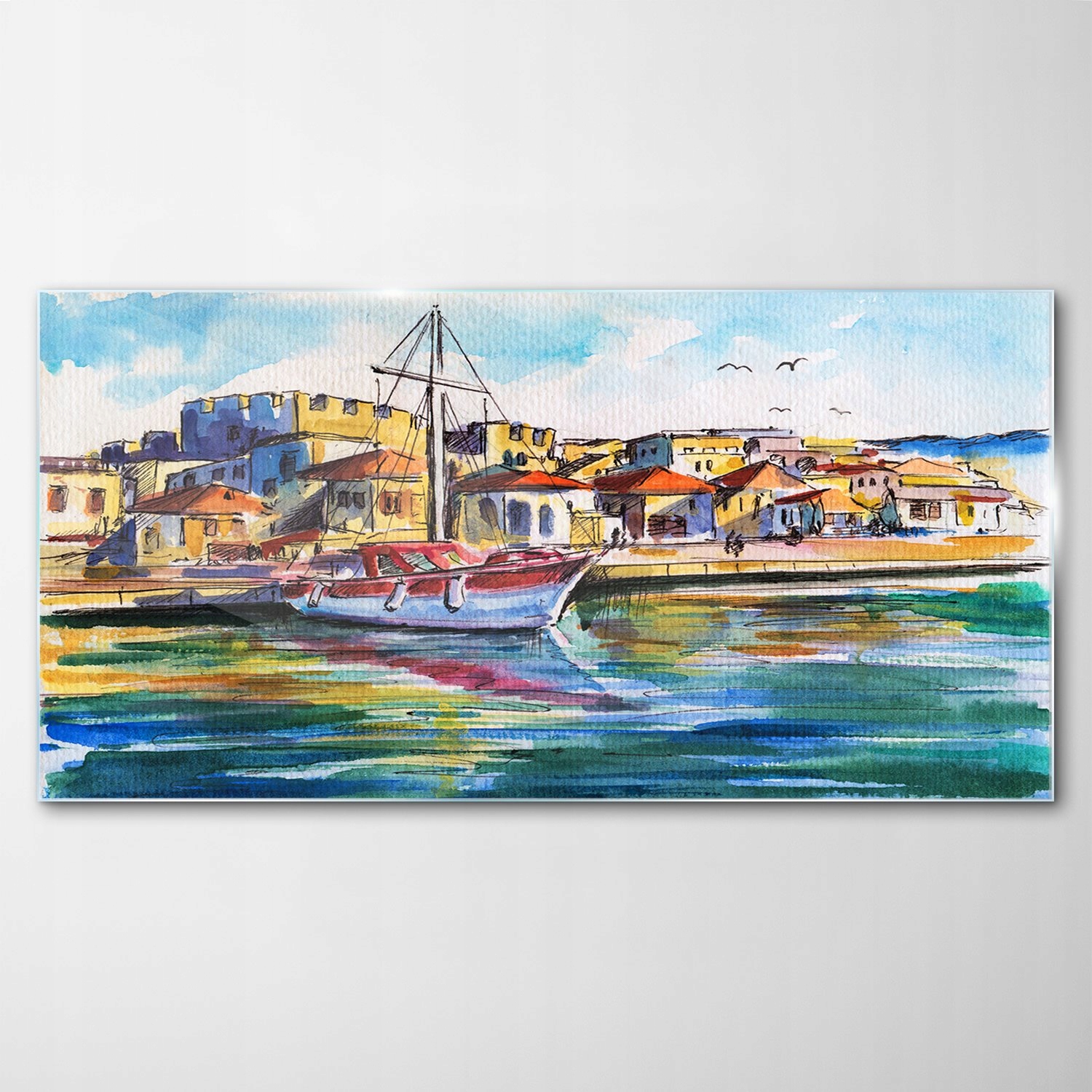 

Obraz na Szkle Dekor Krajobraz Łódka Port 120x60