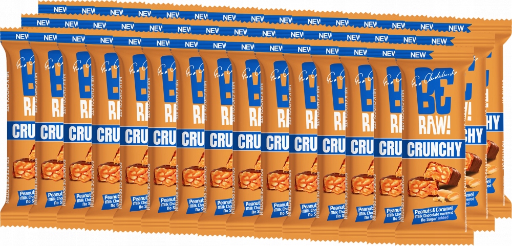 Baton BeRAW Crunchy Peanuts & Caramel Orzeszki karmel bez cukru 40g x45