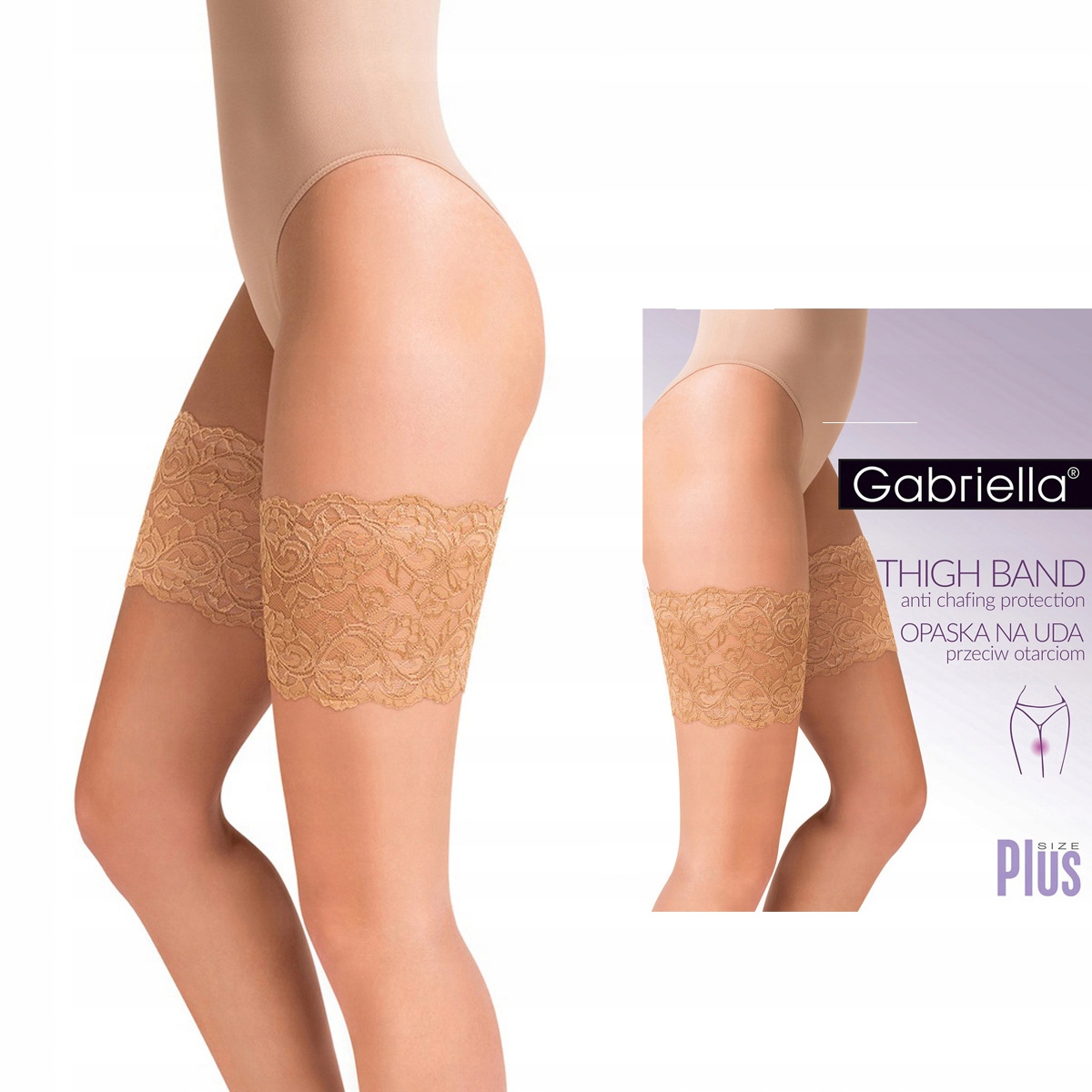 

Koronkowa opaska przeciw otarciom ud beżowa 1/2