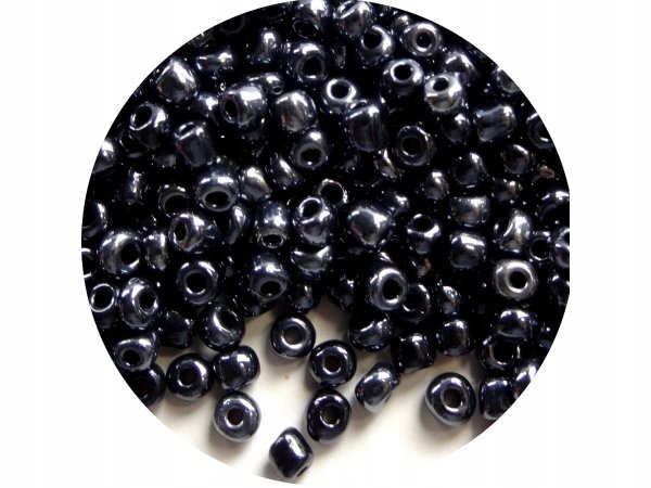 Koraliki szklane rokail 4mm 20g czarne perła