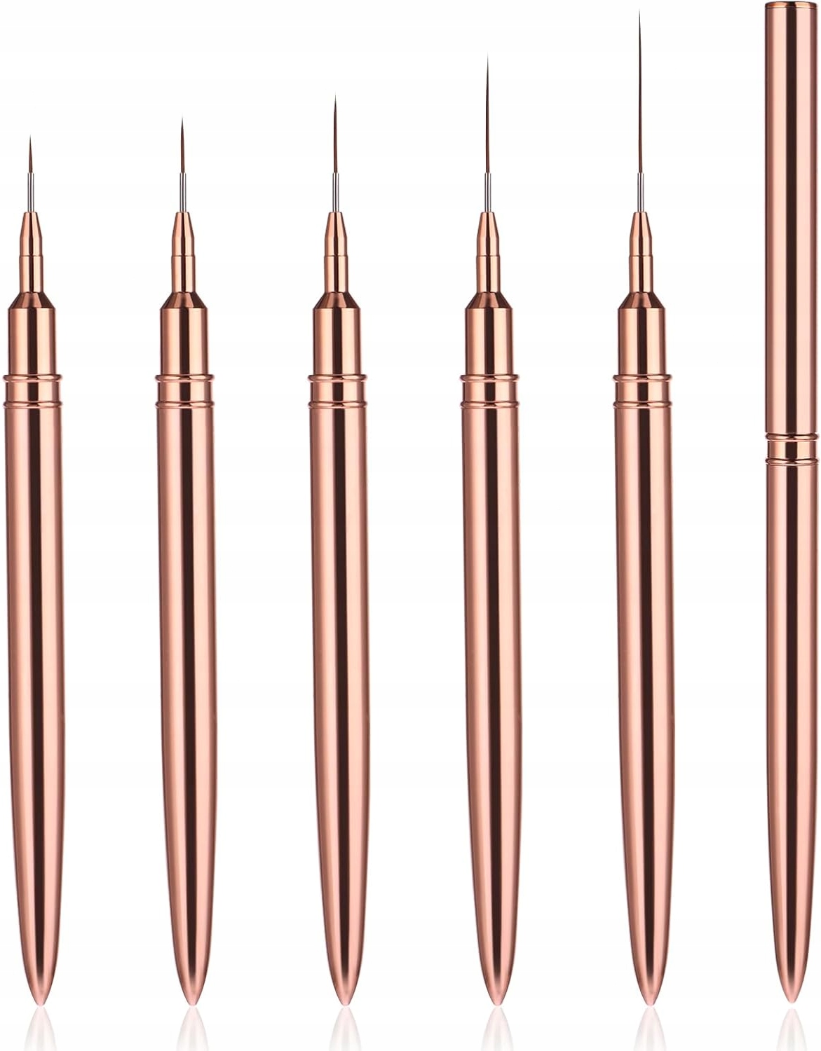 Sada Štětců Na Nehty 5 Kusů 7 MM 9 MM 11 MM 15 MM 25 MM Zlatá Rukojeť