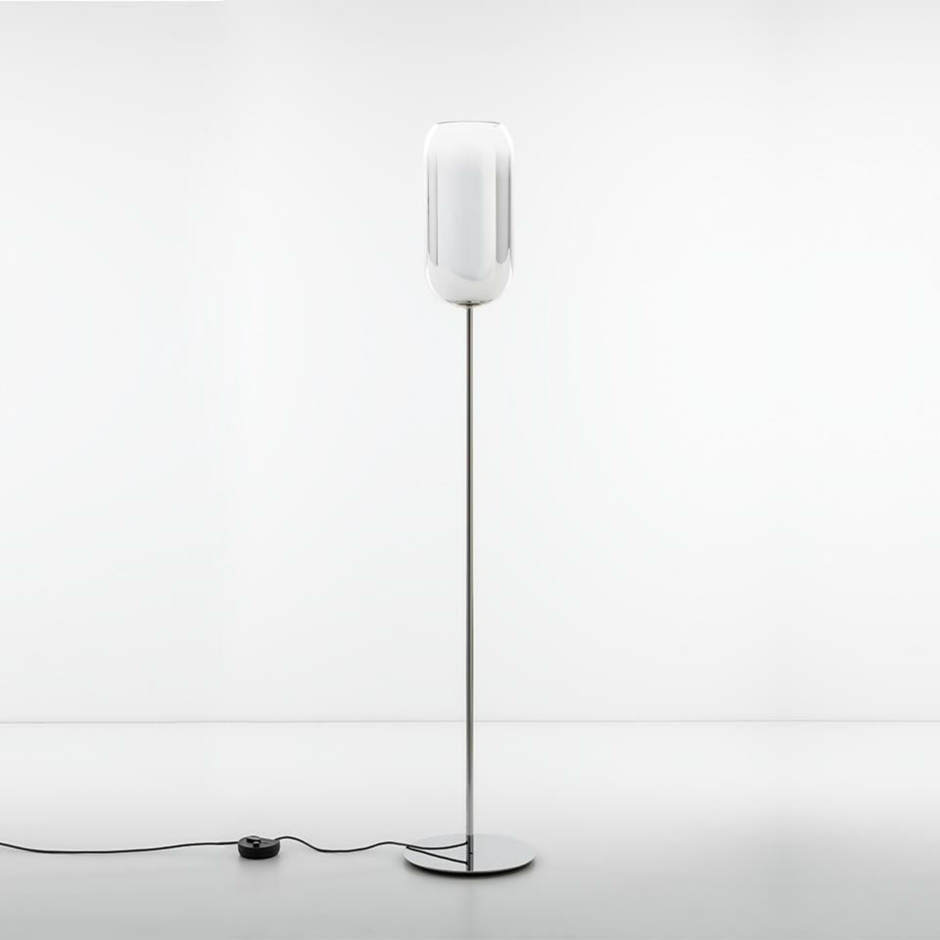 Artemide Gople stojacia lampa, strieborná, 170 cm, E27, dizajnová 1410010A