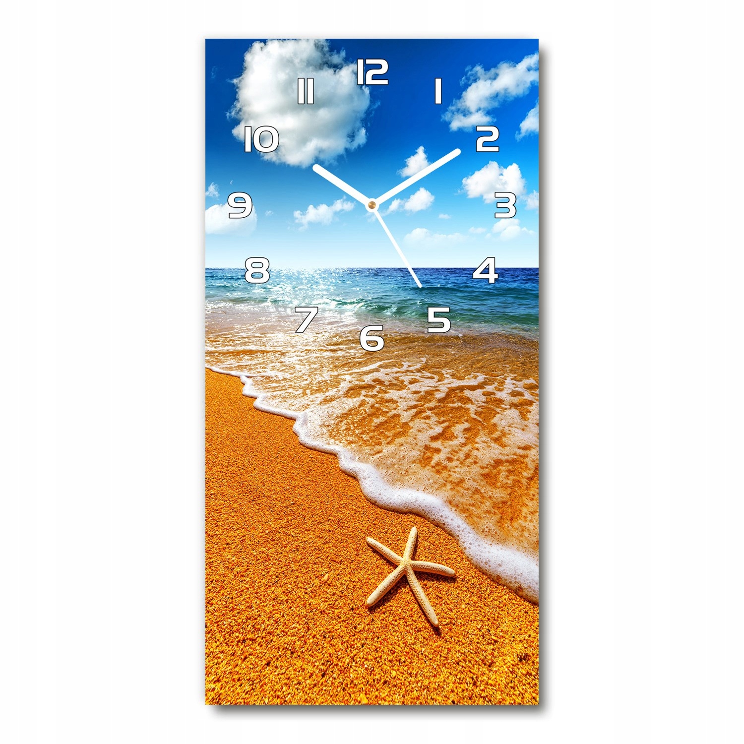 

Zegar ze szkła na ścianę Rozgwiazda na plaży 30x60