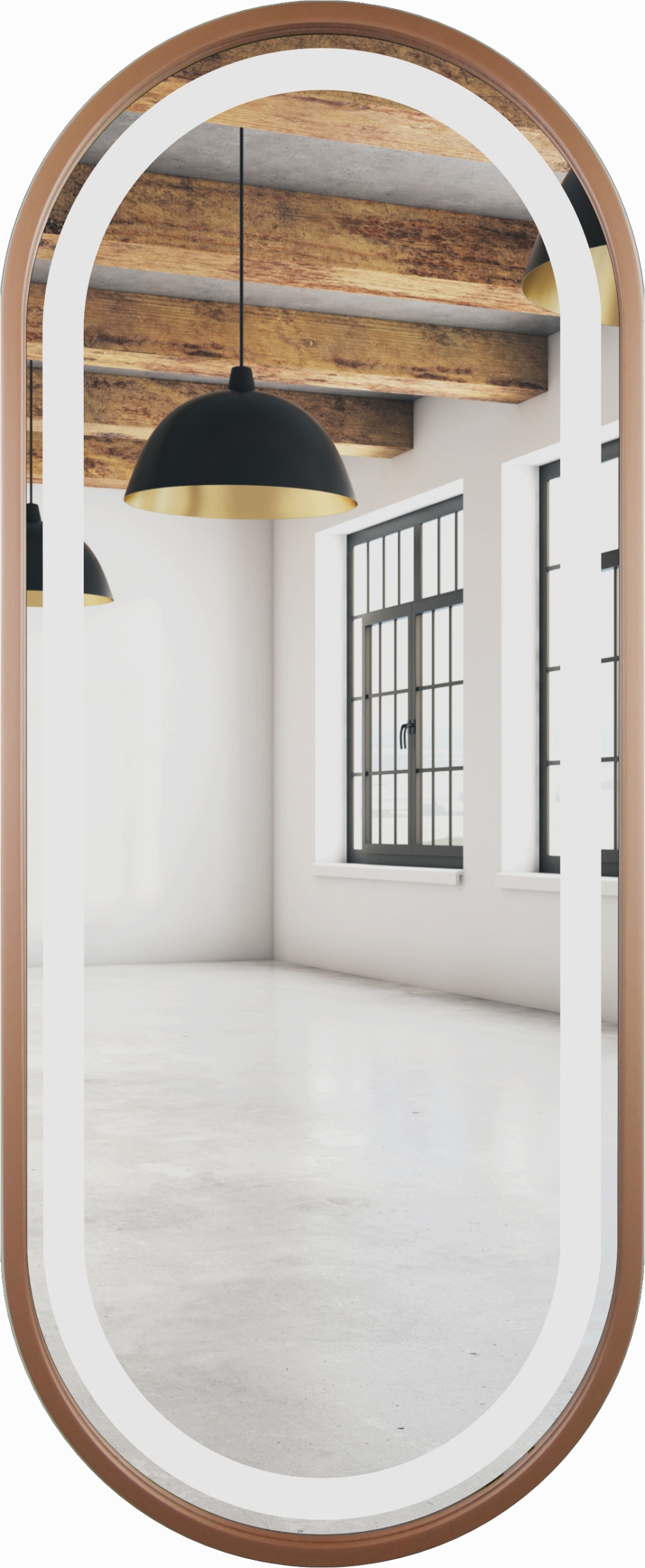 

Lustro Owalne Miedziane Led 60x125 Piaskowane