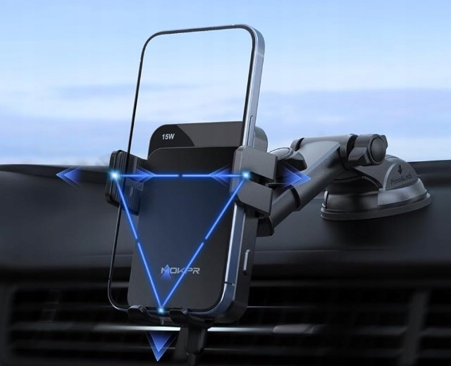 Držák do auta s indukčním nabíjením 15W Mokpr Černý pro telefony