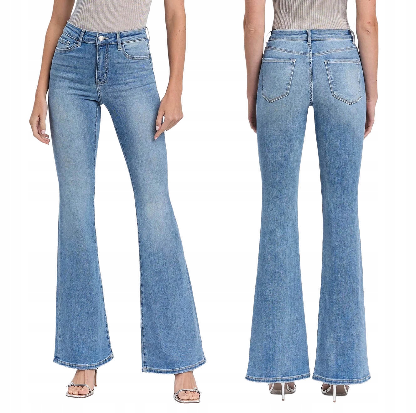 Spodnie Dzwony Flare Jeansy Damskie Jeansowe Bootcut Z Szerokimi Nogawkami