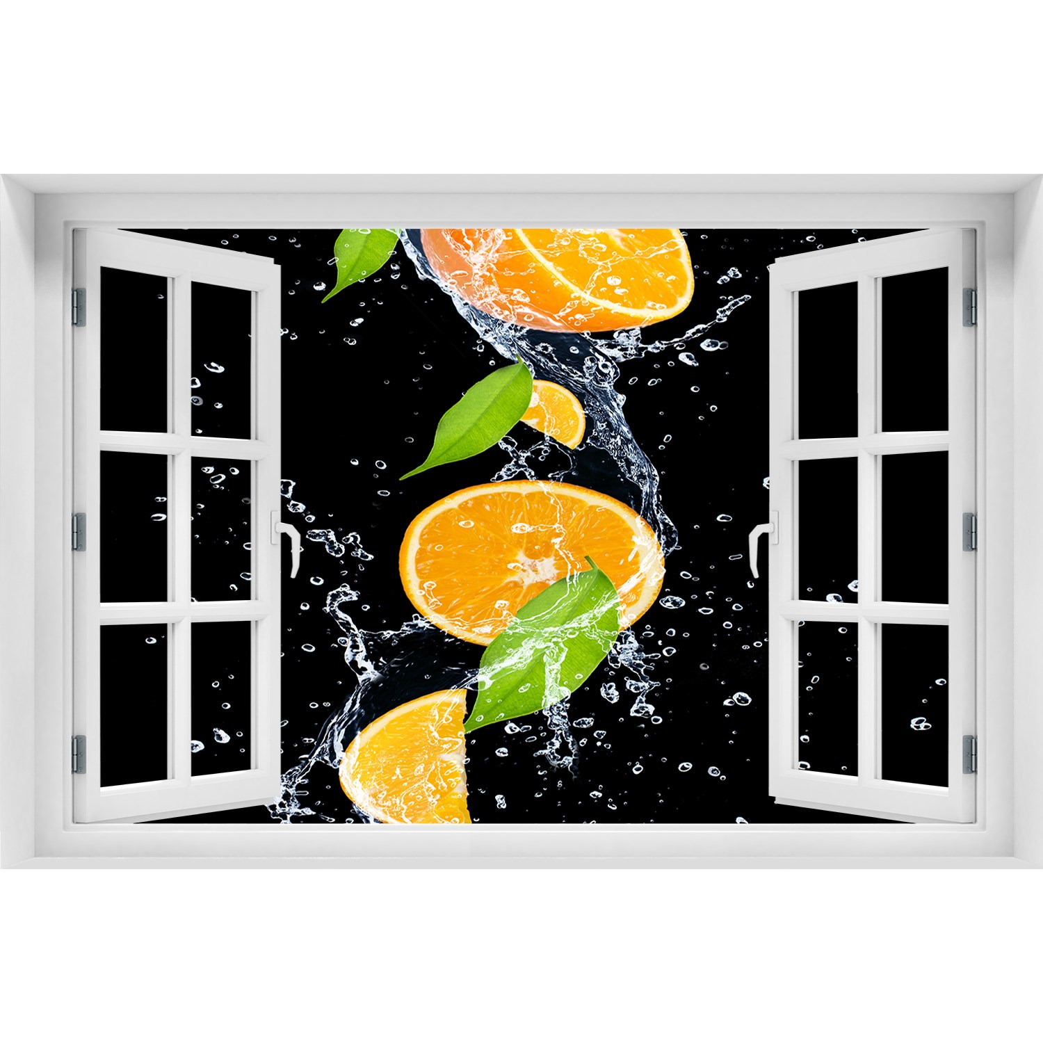 

Naklejka 3D Okno na ścianę Pomarańcze i woda