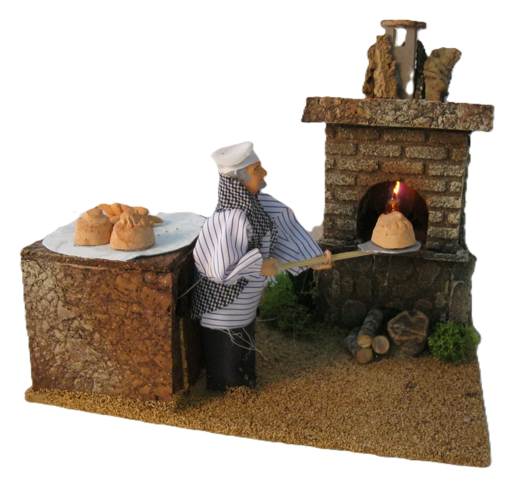 Pohyblivá Figúrka Do Betlehu Božon. Pekár pri peci, pre postavy s výškou 12 cm
