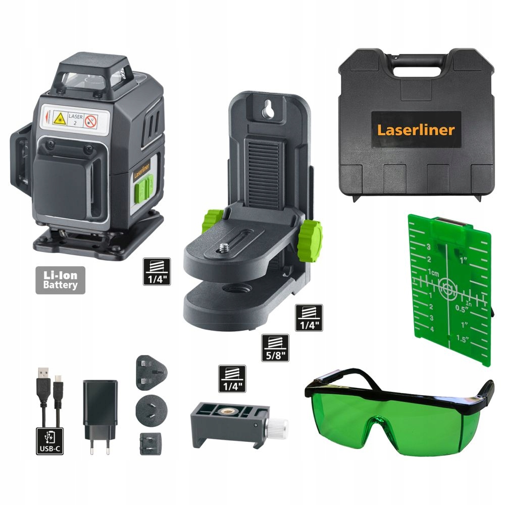 PocketPlane-Laser 4G Laserliner – 360° křížový laser se zeleným paprskem, 4 roky