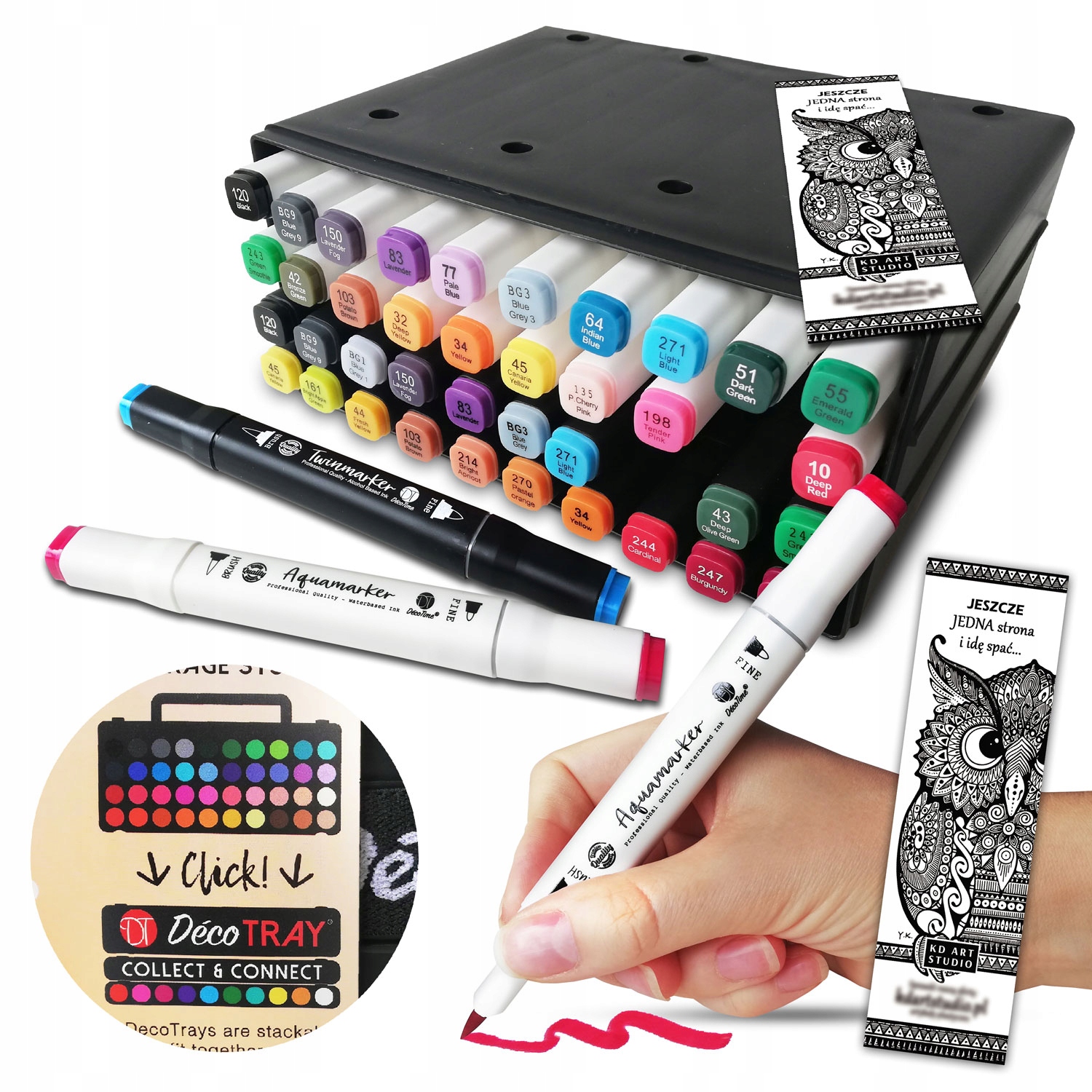 MARKERY ALKOHOLOWE 40 SZTUK DWUSTRONNE FLAMASTRY MAZAKI PISAKI + ETUI