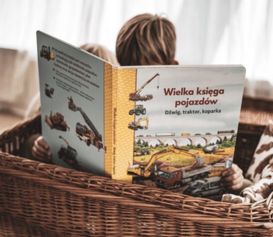 Wielka księga pojazdów. Dźwig, traktor, koparka Wydawnictwo Sam