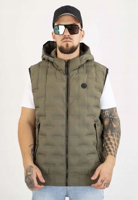Bunda Bez Rukávů vesta pro pitbulla Fisk Quilted Dusty Salvia s S Kapucí