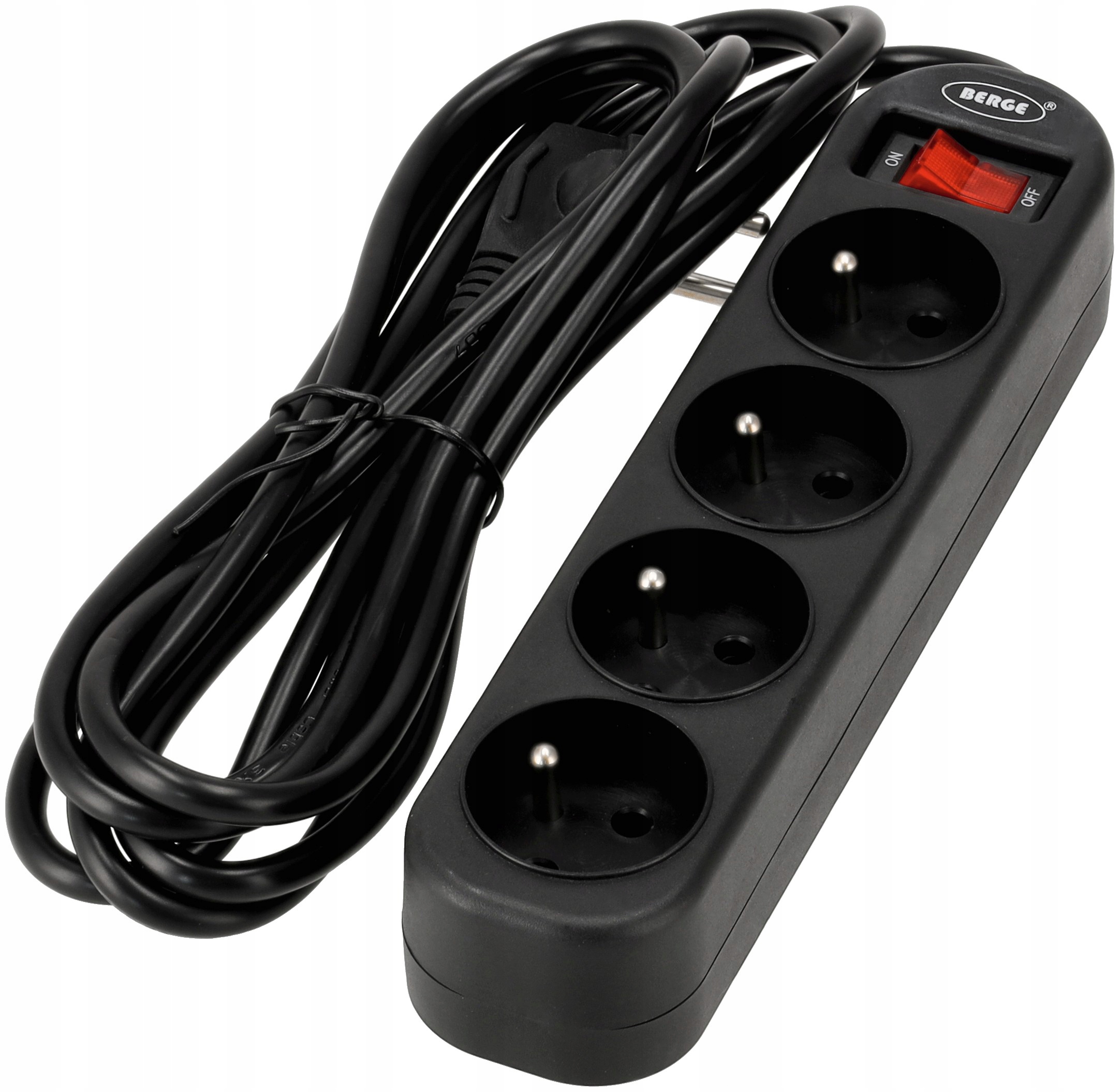 PRZEDŁUŻACZ LISTWA ZASILAJĄCA WŁĄCZNIK 4 GNIAZDA 3m Z UZIEMIENIEM