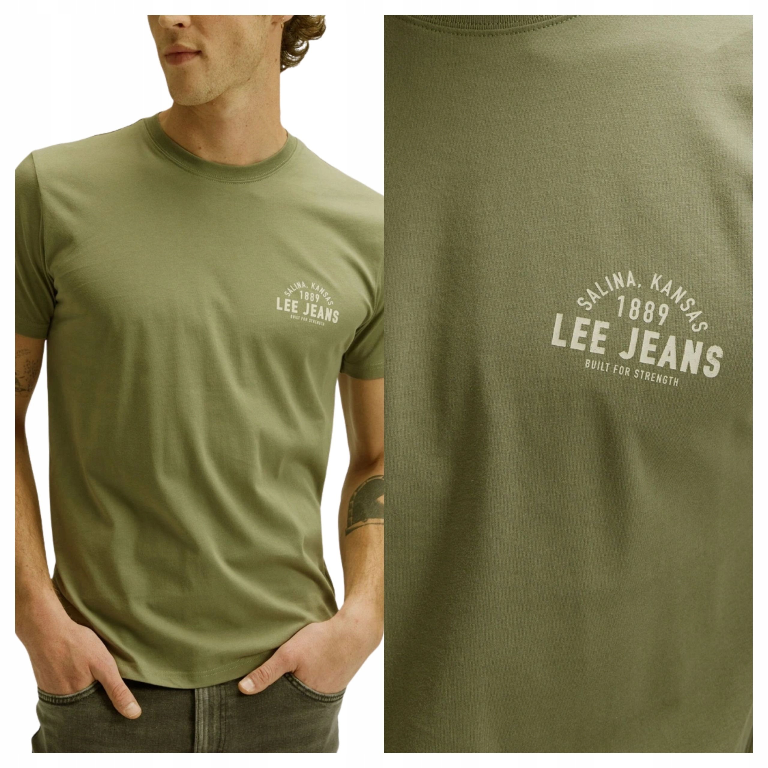 Tričko Pánské Lee Small Logo Tee Zelené bavlněné tričko L