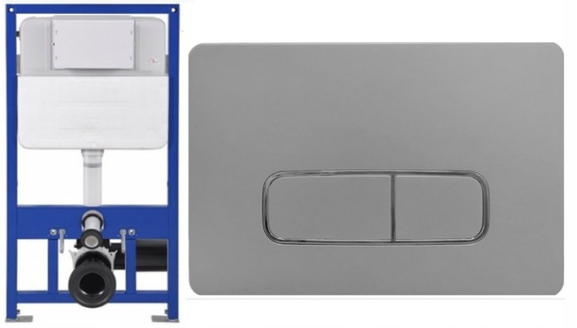 Podomietkový Wc rošt Aqua Slim 8 cm hlboký, tlačidlo Moha, chróm, matná rohož