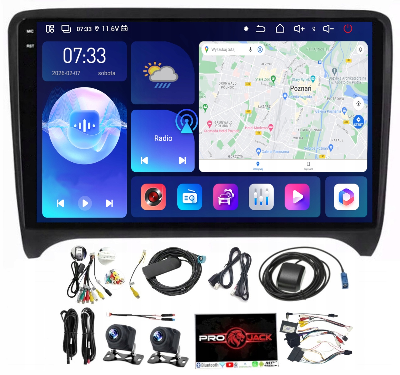 Rádio Navigácia Carplay Gps Android Audi Tt 8J 2006-12 6GB 128GB SIM1