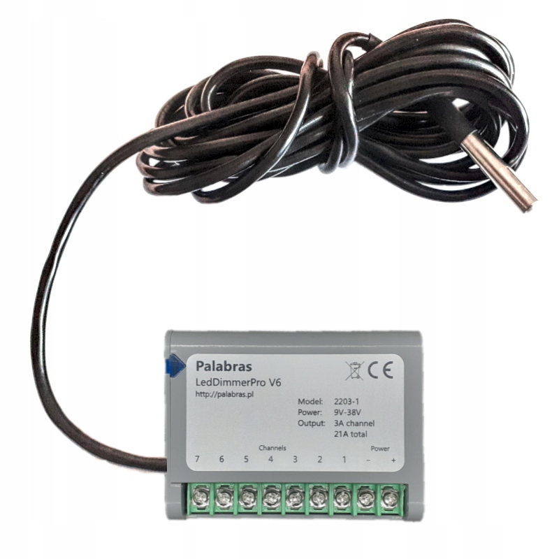 Led ovládač Dimmer Pro V6 na napájanie 9V-38V so snímačom teploty